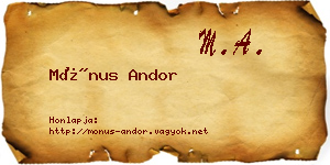 Mónus Andor névjegykártya